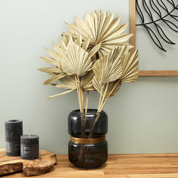  SMOKED GREY VASE WITH GOLDEN HOPPING CLASSICAL