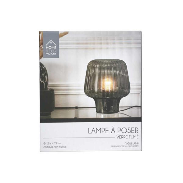  TABLE LAMP MUSHROOM GLASS SMOKED BLACK 