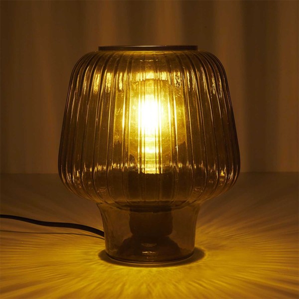  TABLE LAMP MUSHROOM GLASS SMOKED BLACK 