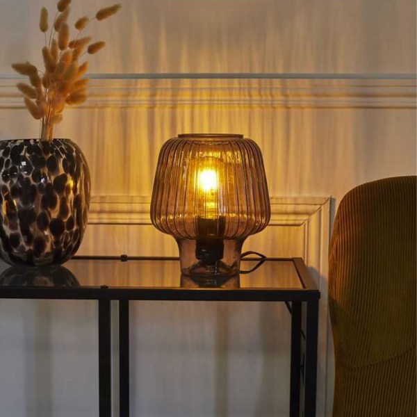  TABLE LAMP MUSHROOM GLASS SMOKED BLACK 