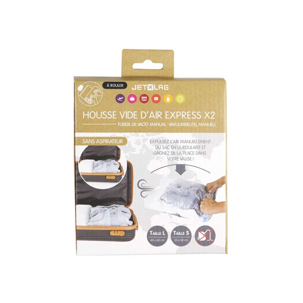 JET LAG TRAVEL MANUAL VACUUM BAGS X2