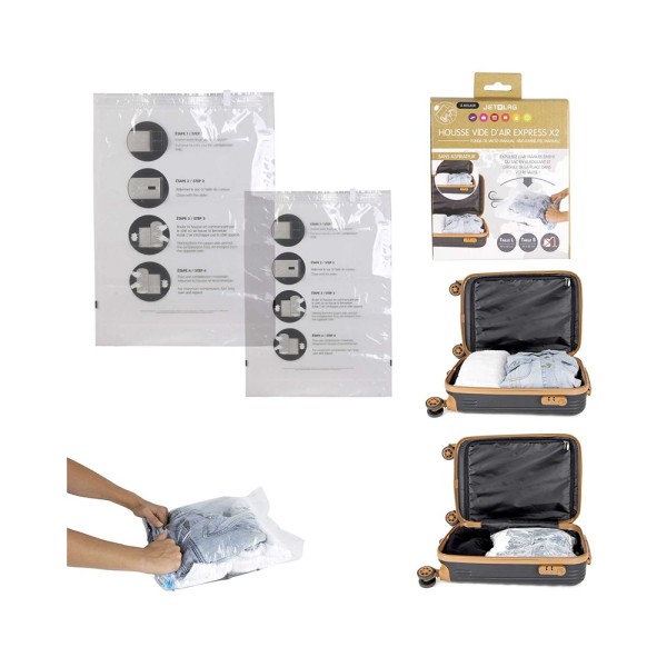 JET LAG TRAVEL MANUAL VACUUM BAGS X2