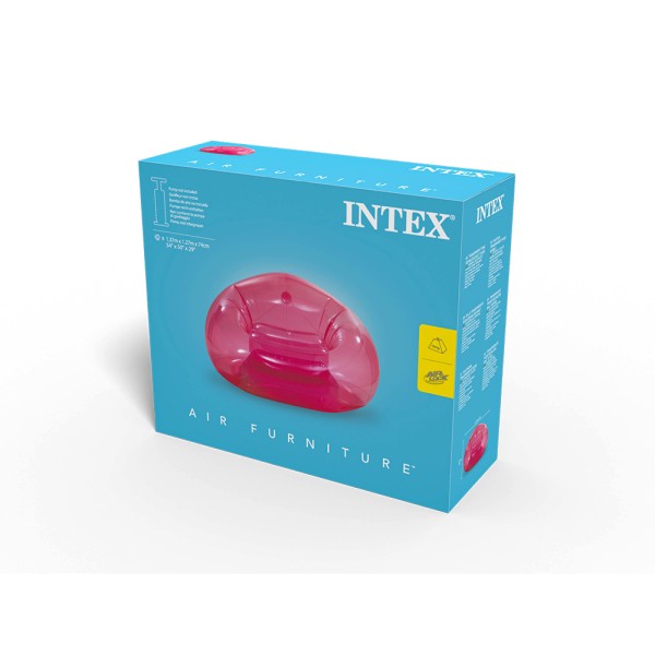INTEX AIRBED TRNSPRNT PNK BEANLSS BAG CHAIR 137X127X