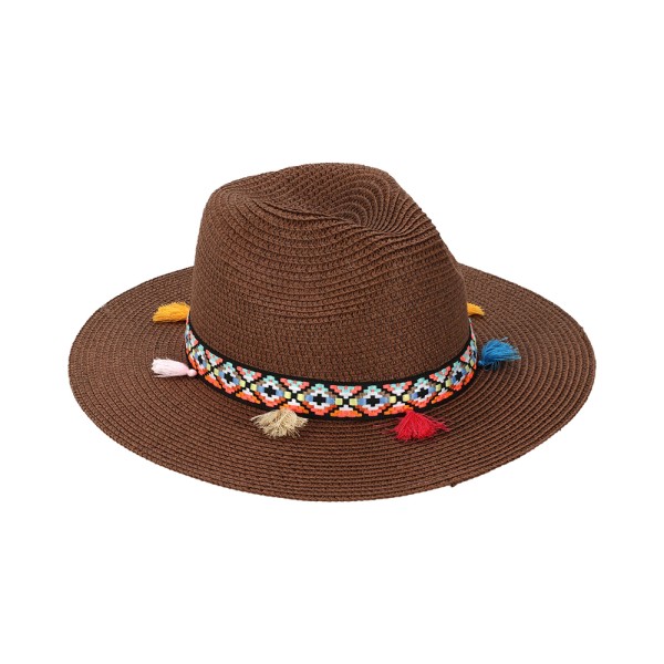 HARD GOODS WOMEN HAT WITH TASSELS HIPPIE 3 ASSORTED COLORS