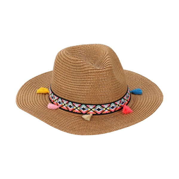 HARD GOODS WOMEN HAT WITH TASSELS HIPPIE 3 ASSORTED COLORS