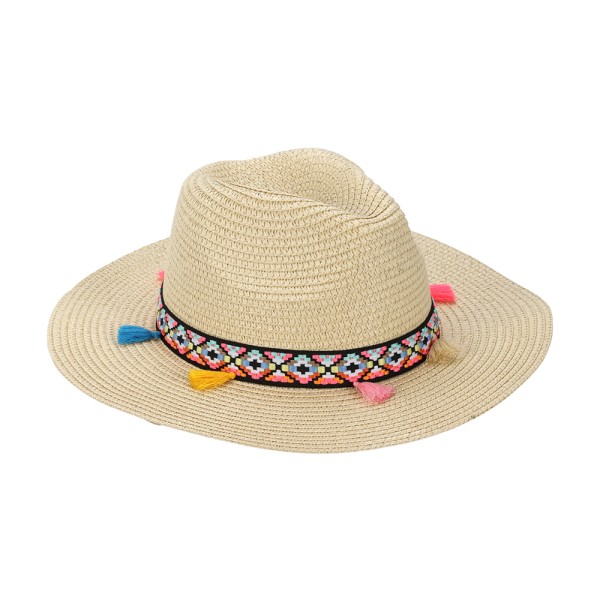 HARD GOODS WOMEN HAT WITH TASSELS HIPPIE 3 ASSORTED COLORS