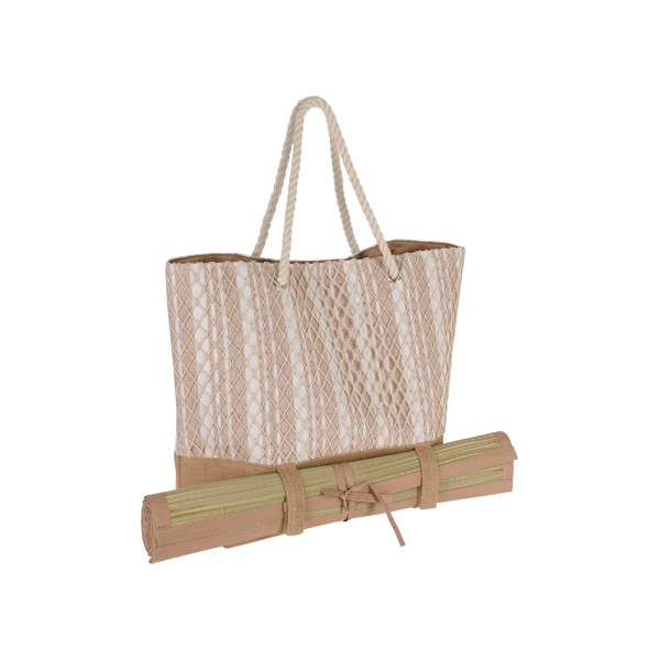 KOOPMAN BEACH BAG WITH MAT 3 ASSRTD COLORS
