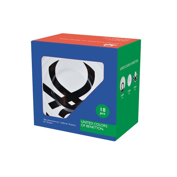 BENETTON PORCELAIN DINNER SET BLACK AND WHITE