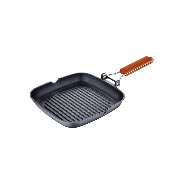 BENETTON CAST ALUMINIUM GRILL PAN W FOLDABLE HANDLE