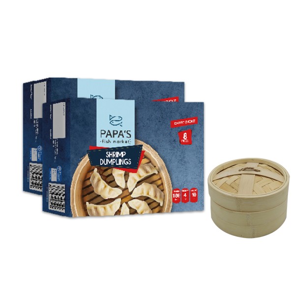 PAPA'S FISH MARKET 2XSHRIMPS DUMPLING GET BAMBOO CONTAINER FREE