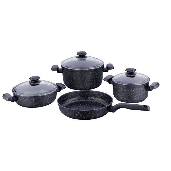 KORKMAZ ORNELLA COOKWARE GRANIT SET BLACK 20+24+26+26CM