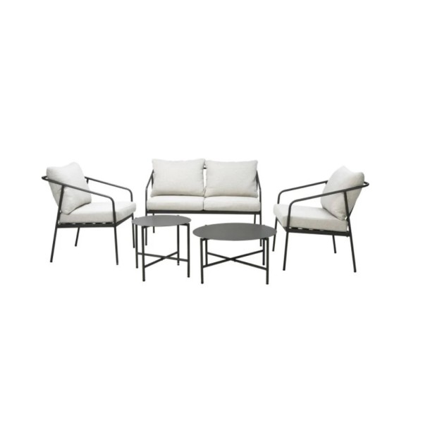 HARD GOODS GARDEN FURNITURE STEEL FRAME GR WH CUSHIONS SET