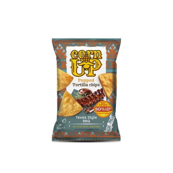 CORNUP CORN UP POPPED TORTILLA CHIPS TEXAS STYLE BBQ