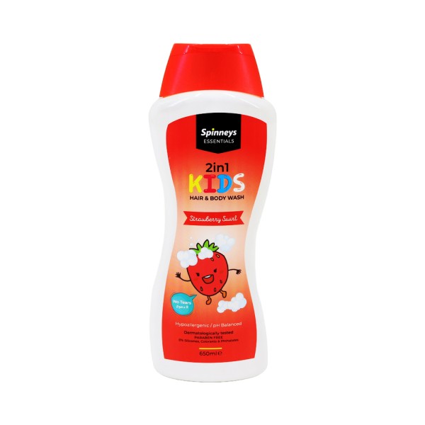 SPINNEYS ESSENTIALS KIDS 2IN1 HAIR+BODY WASH STRAWBERRY SWIRL