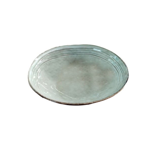 HARD GOODS STONEWARE DEEP PLATE L.GREEN WITH RIM