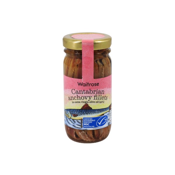 WAITROSE ANCHOVY FILLETS IN EV OLIVE OIL DRAINED