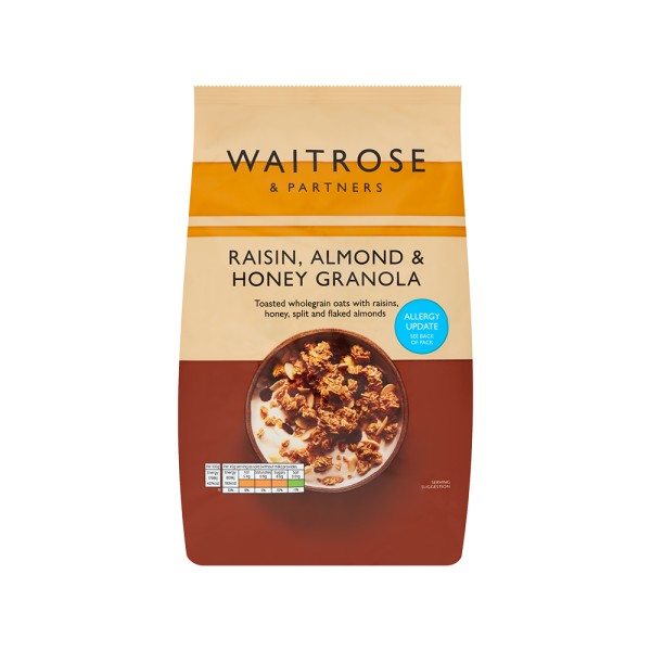WAITROSE RAISIN ALMOND HONEY GRANOLA