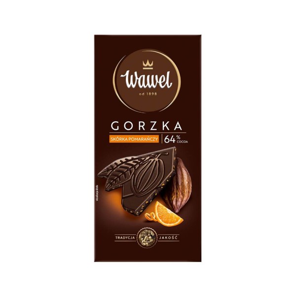 WAWEL PREMIUM DARK CHOCOLATE 64 PCT COCOA ORANGE