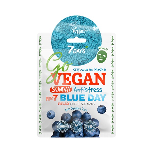 GO VEGAN GO VEGAN RELAXING SHEET FACE MASK SUNDAY BLUE DAY