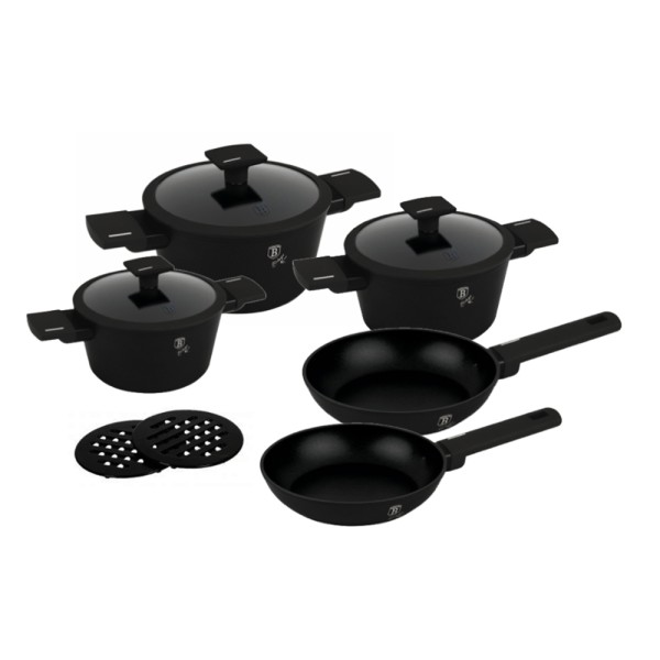 BERLINGER HAUS COOKEWARE SET MATT BLACK NONSTICK+INDUCTION 20+24+