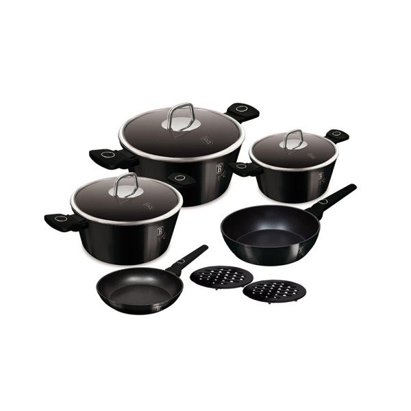 BERLINGER HAUS COOKEWARE SET VINTAGE BLACK NONSTICK+INDUCTION 