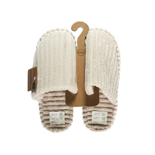 SENSLY CREAM VELVET CHUNKY SOCKS
