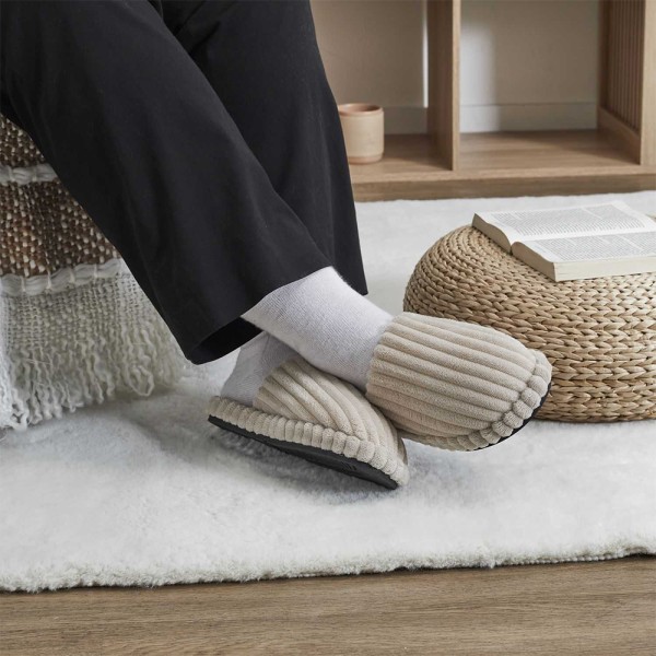 SENSLY CREAM VELVET CHUNKY SOCKS