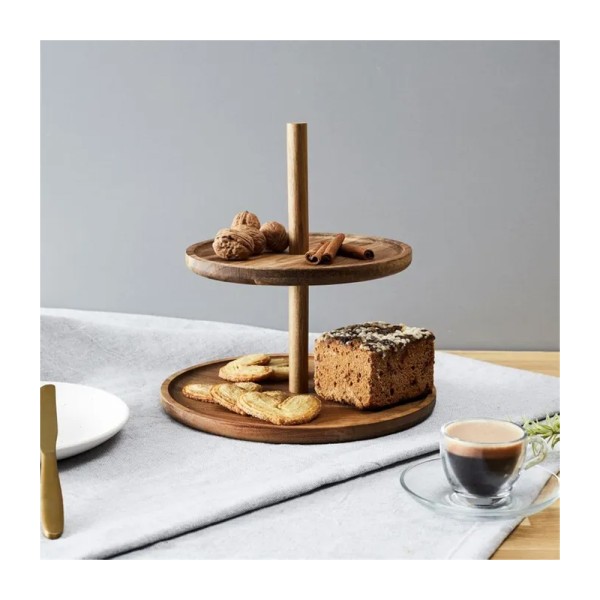 HD FACTORY 2 TIER ACACIA DISPLAY CASE