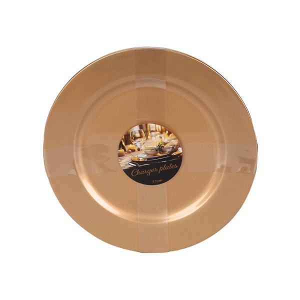 PLASTIC CHARGER GOLD SET 33CM