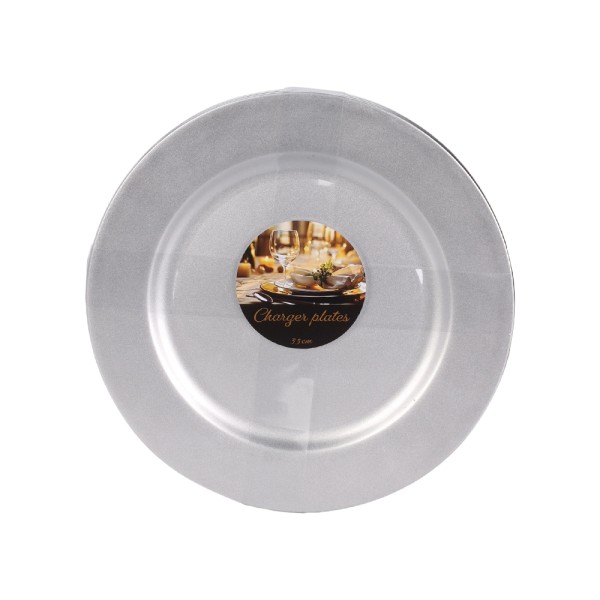 PLASTIC CHARGER SILVER SET 33CM