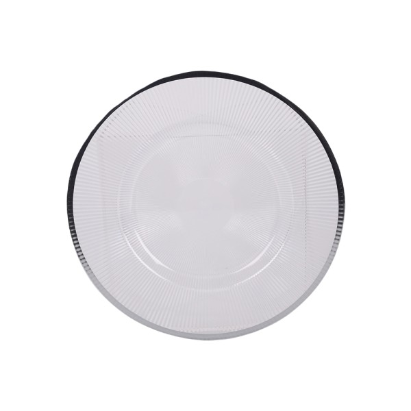 PLASTIC CHARGER WHITE W EMBOSSED SILVER