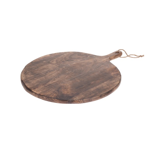 HARD GOODS ROUND SERVING BOARD W HANDLE NATURAL WOOD