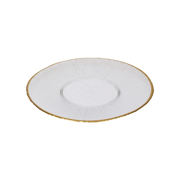 GLASS SERVING PLATE W GOLDEN RIM