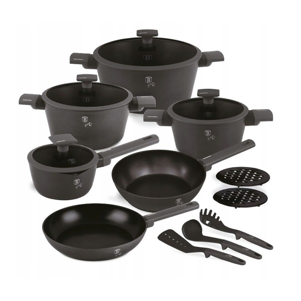BERLINGER HAUS COOKWARE SET MATT ANTHRACITE NON STICK 24+28+20+24