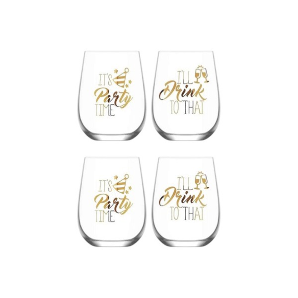 LAV GAIA GLASS CUP SET PRINTED 475CC 