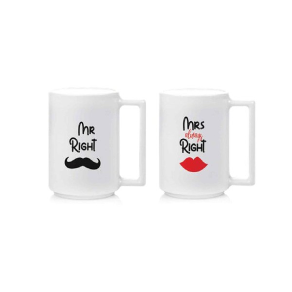 LUMINARC MUG A LA BONNE MR+MRS RIGHT SET 320ML