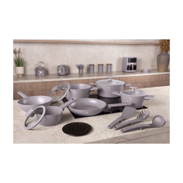 BERLINGER HAUS COOKWARE SET MATT TAUPE NONSTICK
