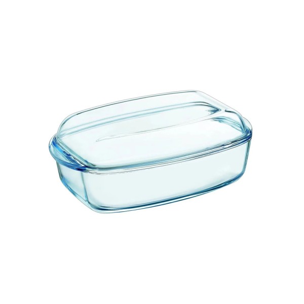 PYREX GLASS RECTANGULAR ROASTER WLID 22X37CM
