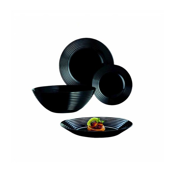LUMINARC HARENA DINNER SET OPAL BLACK