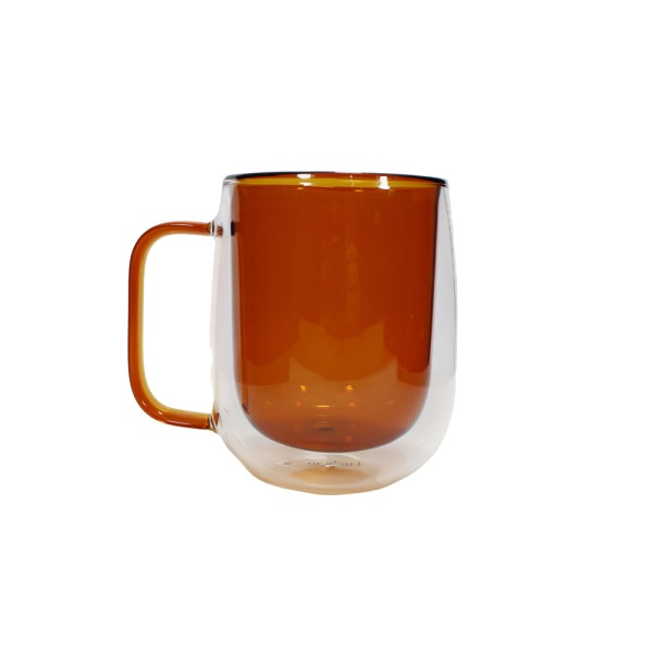 LUCIANO BOROSILICATE DBL WALL GLASS MUG ORANGE