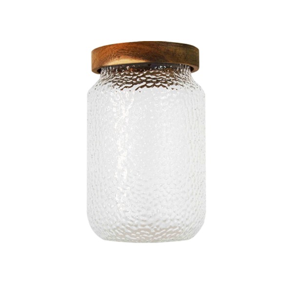 360 GLASS JAR EMBOSSED W.WDN LID