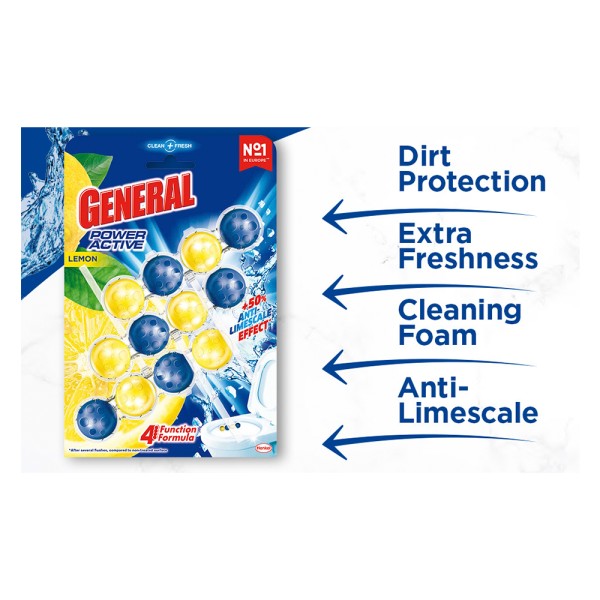 General Lavatory Power active Toilet Cleaner Rim block and Freshener Ocean Scent (150g)