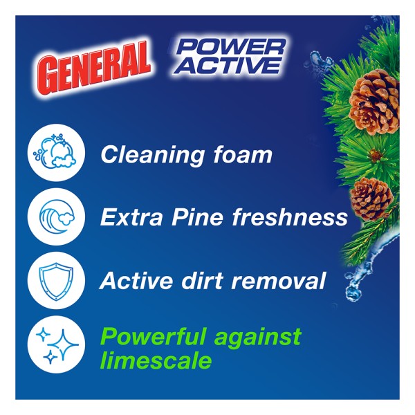 General Lavatory Power active Toilet Cleaner Rim block and Freshener Pine Scent (150g)