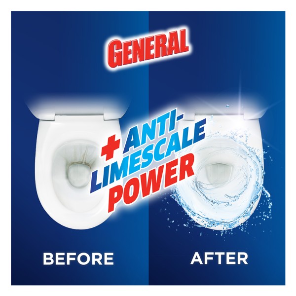 General Lavatory Power active Gel, Toilet Cleaner Liquid, Pine Scent, Air Freshener Effect, 750 ml 