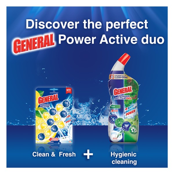 General Lavatory Power active Gel, Toilet Cleaner Liquid, Pine Scent, Air Freshener Effect, 750 ml 