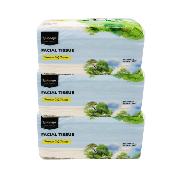 SPINNEYS ESSENTIALS 3x FACIAL TISSUE TRANSP.PACK