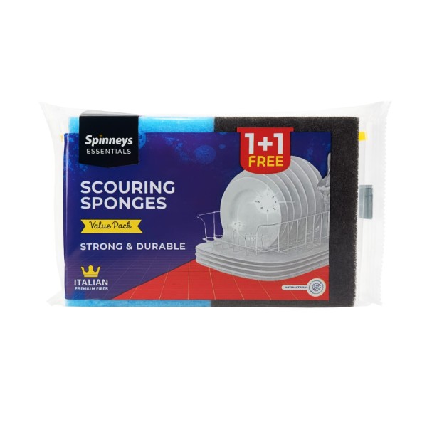 SPINNEYS ESSENTIALS ANTIBACTERIAL SCOURING SPONGE