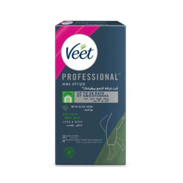 VEET  PRFSNL WX STRPS LEGS+BODY FOR DRY SKN 20WS+4WIPES