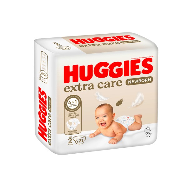 HUGGIES DIAPERS NEWBORN PURE & NATURAL 4-6KG SIZE2