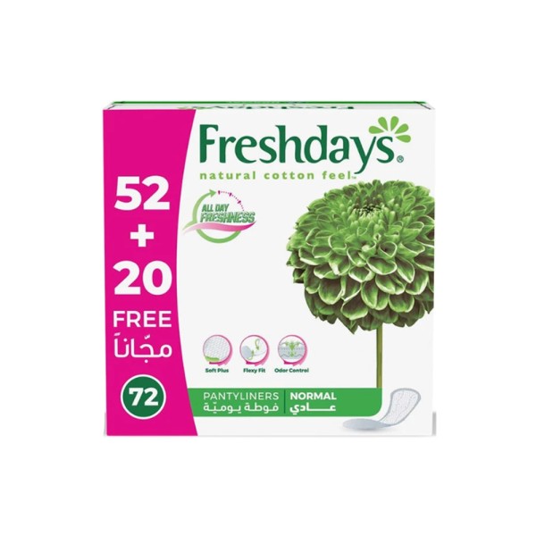 Freshdays Normal Pantiliners 52's + 20 Free 423139-V001 by Sanita